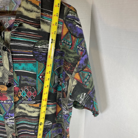 Denim Republic Vintage Men's Short Sleeve Button Down Shirt Geometric Si… - Picture 4 of 13